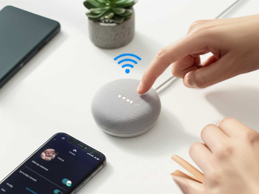 Generate a high-quality, relevant image prompt for an article about: How to Connect Google Home Mini