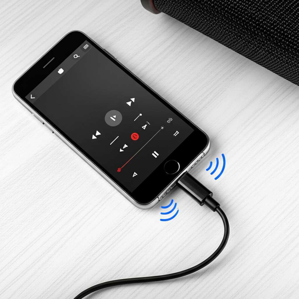 Generate a high-quality, relevant image prompt for an article about: How To Connect Phone To Speaker