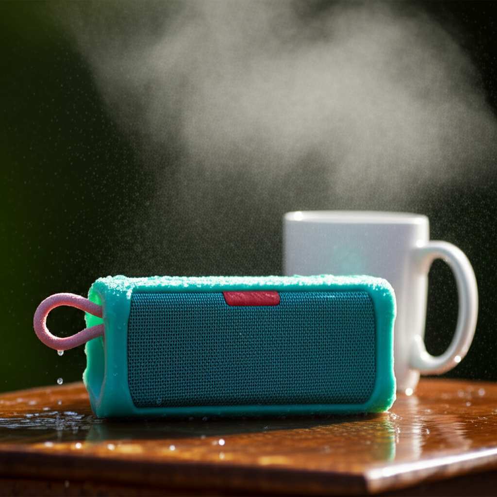Generate a high-quality, relevant image prompt for an article about: Can Bluetooth Speakers Survive