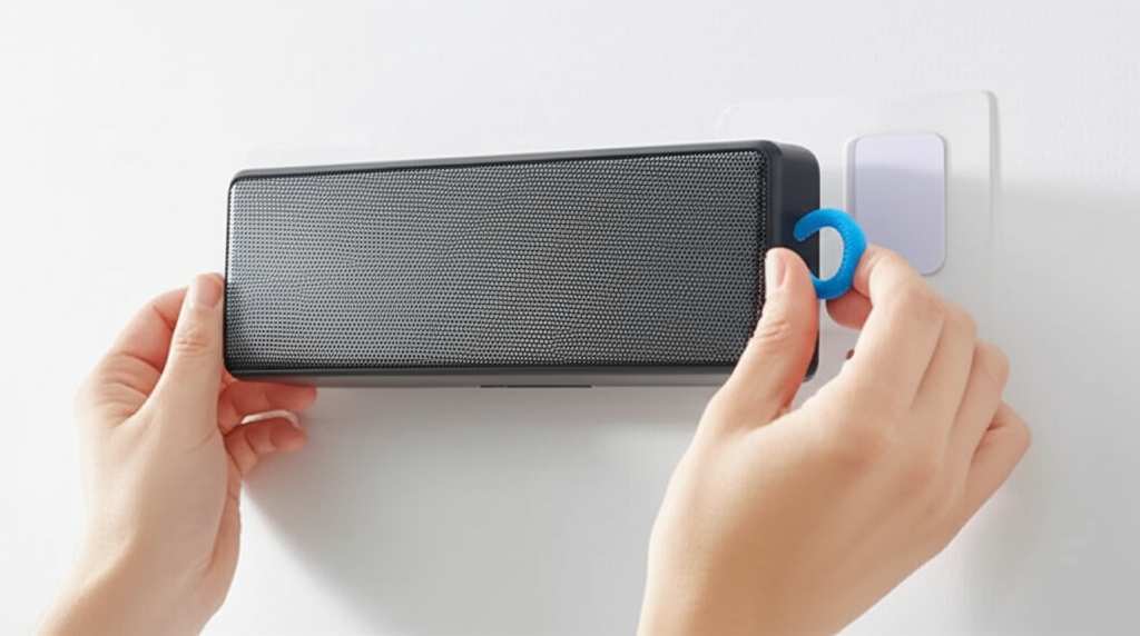 Generate a high-quality, relevant image prompt for an article about: How To Hang Bluetooth Speaker: