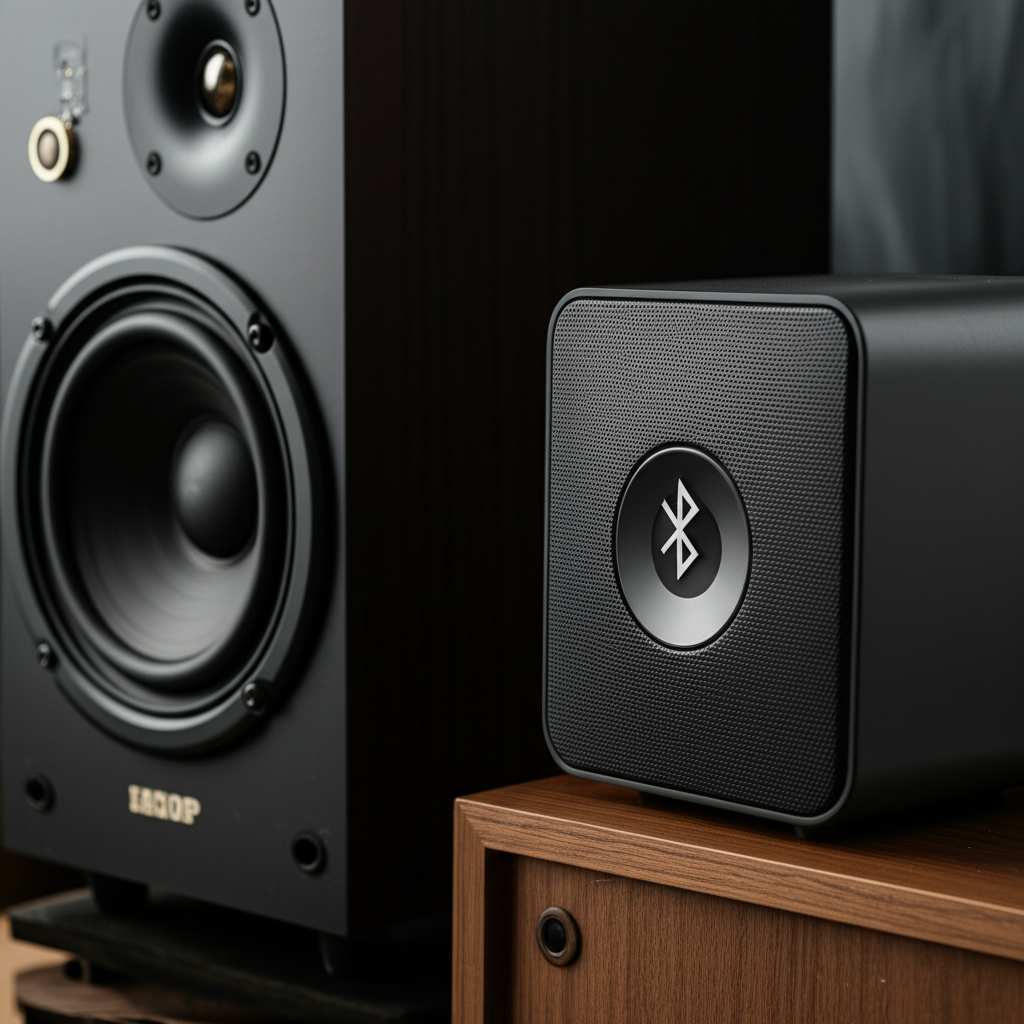 Generate a high-quality, relevant image prompt for an article about: Is Bluetooth Or Wired Speaker B