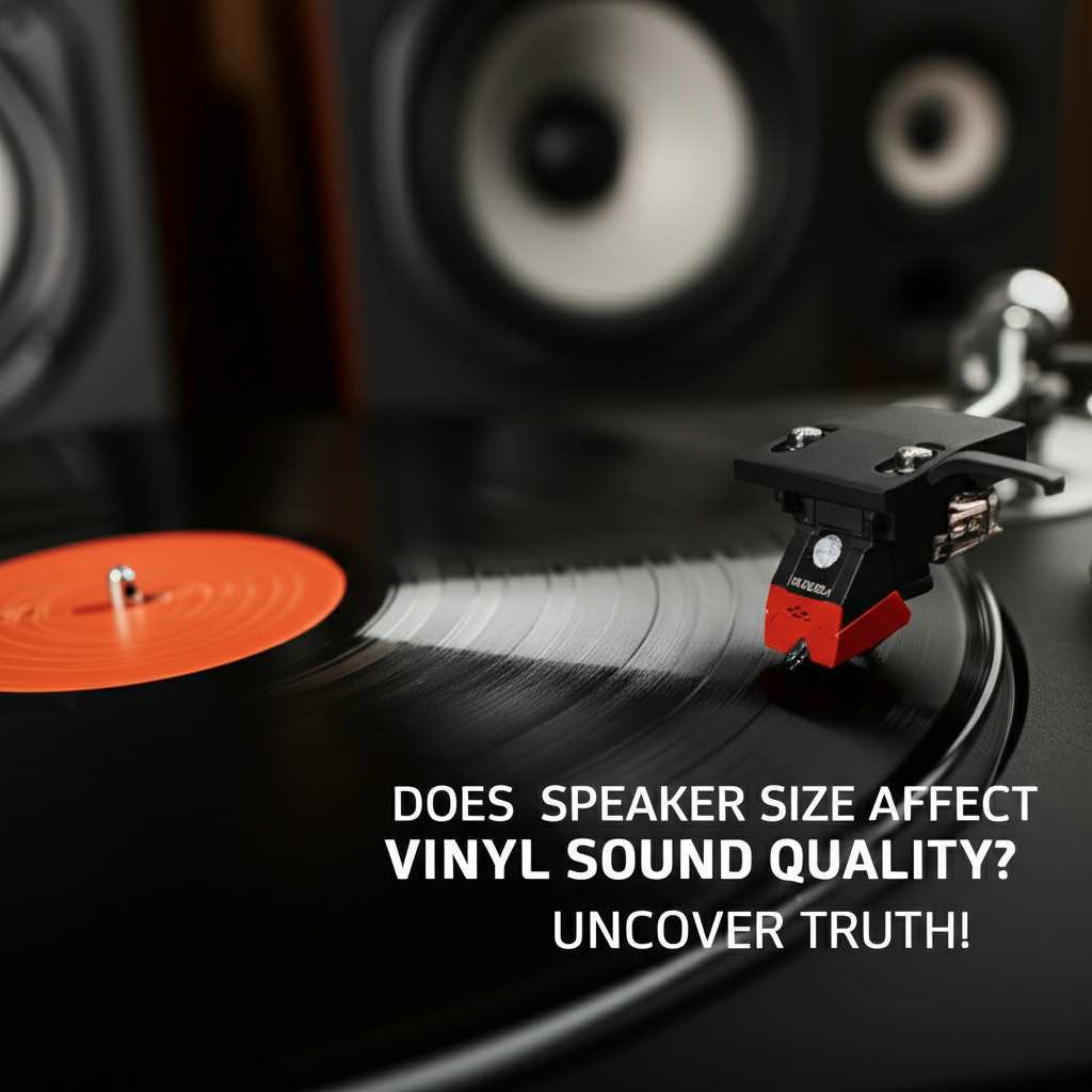 Generate a high-quality, relevant image prompt for an article about: Does Speaker Size Affect Vinyl