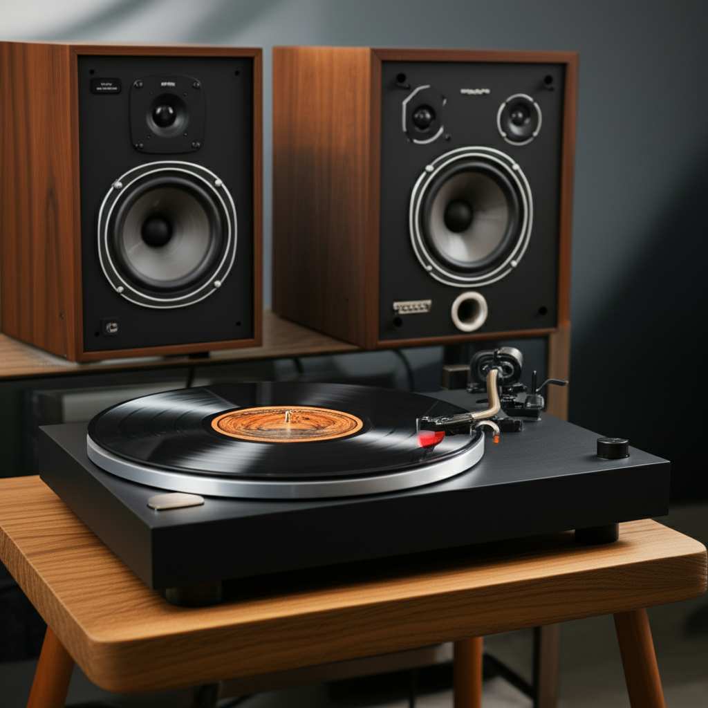Generate a high-quality, relevant image prompt for an article about: Can Vintage Speakers Work With