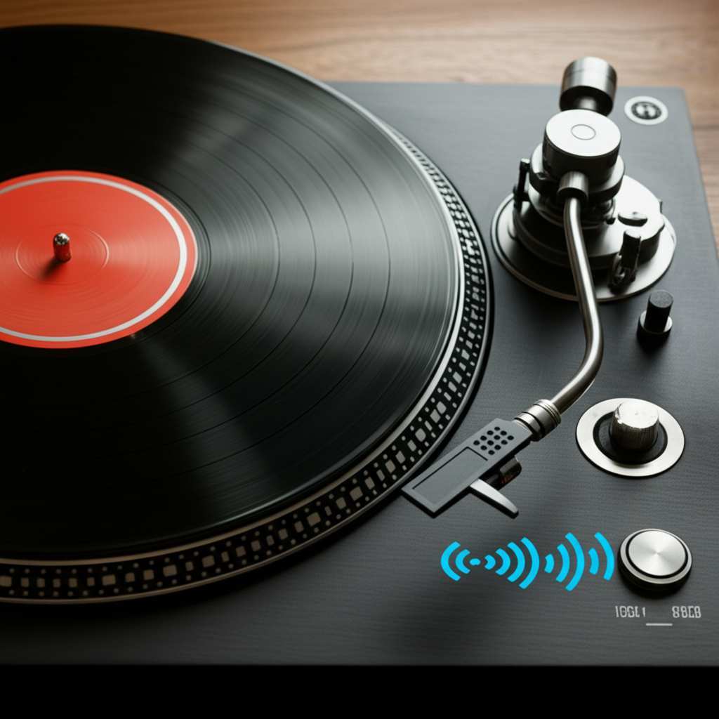 Generate a high-quality, relevant image prompt for an article about: Does Bluetooth Affect Vinyl Sou