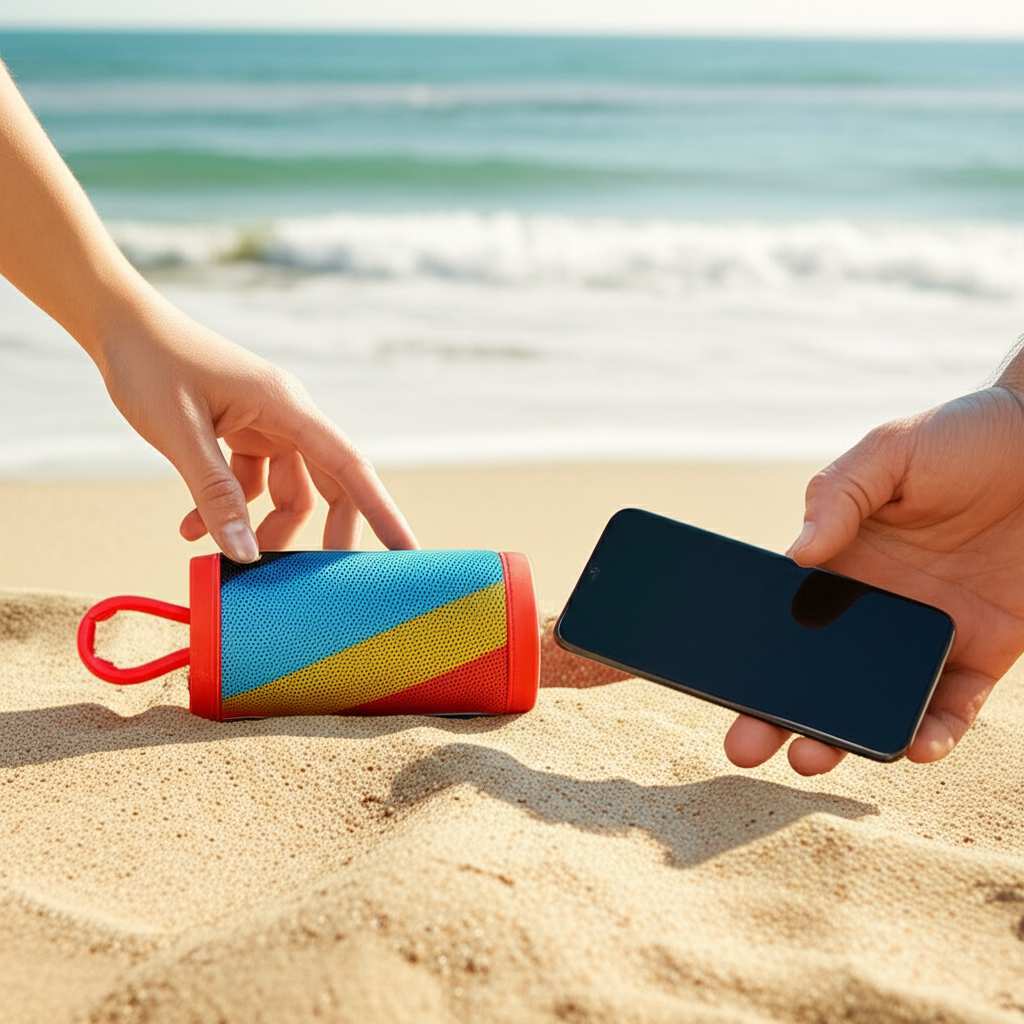 Generate a high-quality, relevant image prompt for an article about: How to Sync Beach Bluetooth Spe