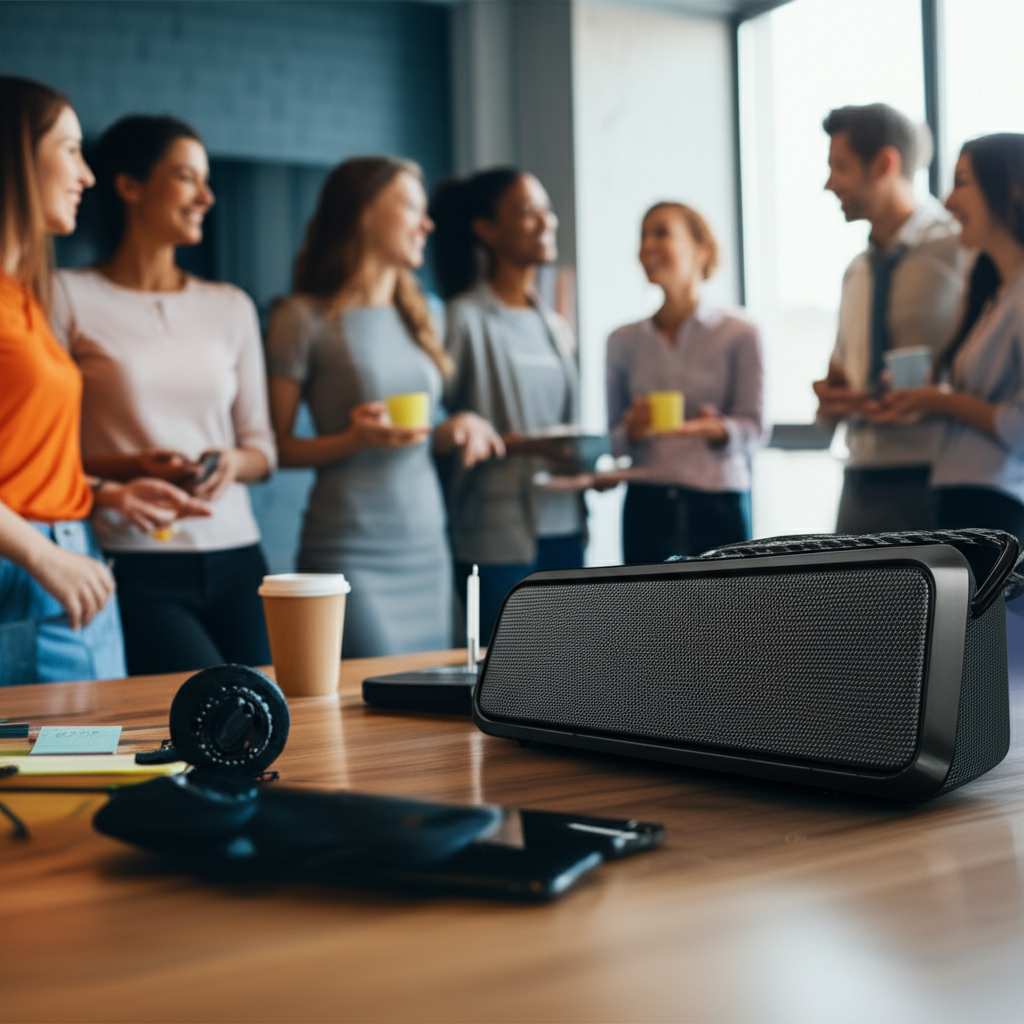 Generate a high-quality, relevant image prompt for an article about: Can I Use Portable Bluetooth Sp