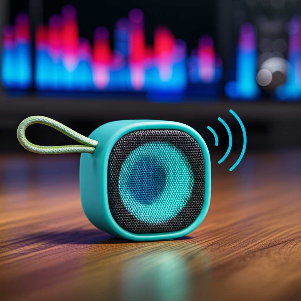 Generate a high-quality, relevant image prompt for an article about: Are Mini Portable Bluetooth Spe