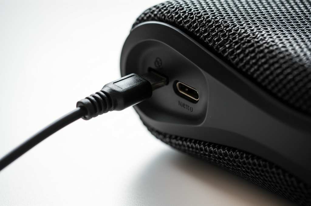 Generate a high-quality, relevant image prompt for an article about: How To Charge Bluetooth Speaker