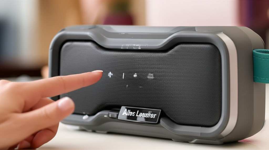 Generate a high-quality, relevant image prompt for an article about: Altec Lansing Bluetooth Speaker
