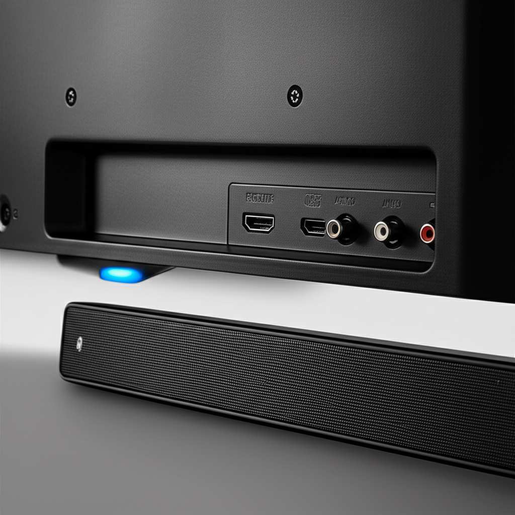 Generate a high-quality, relevant image prompt for an article about: How to Connect Speaker to TV Bl