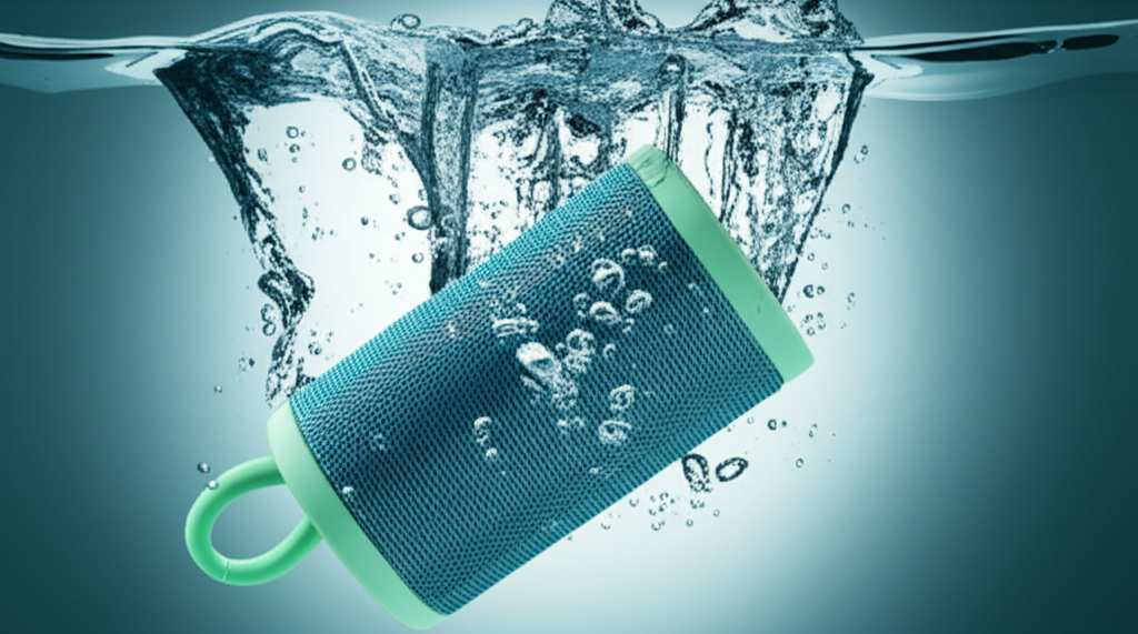 Generate a high-quality, relevant image prompt for an article about: Are Waterproof Portable Speaker