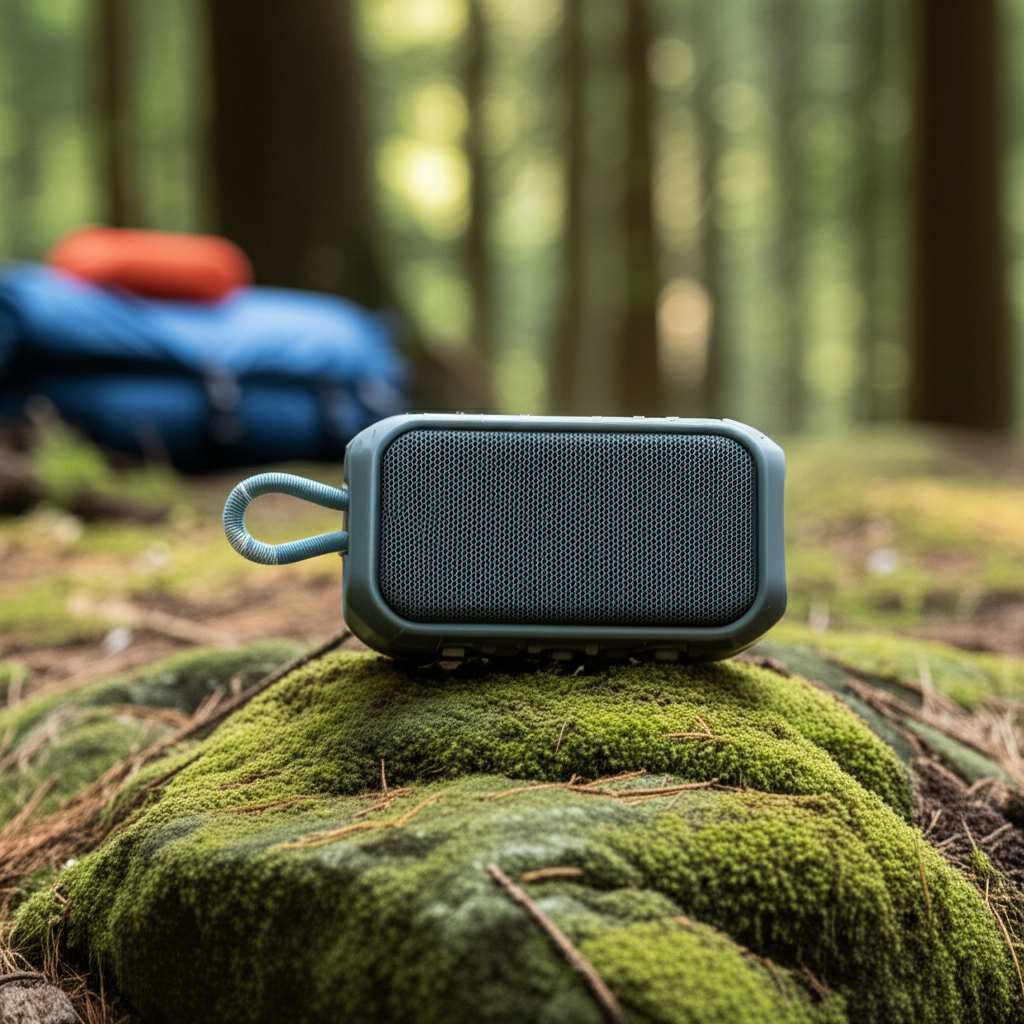 Generate a high-quality, relevant image prompt for an article about: Are Rugged Bluetooth Speakers B