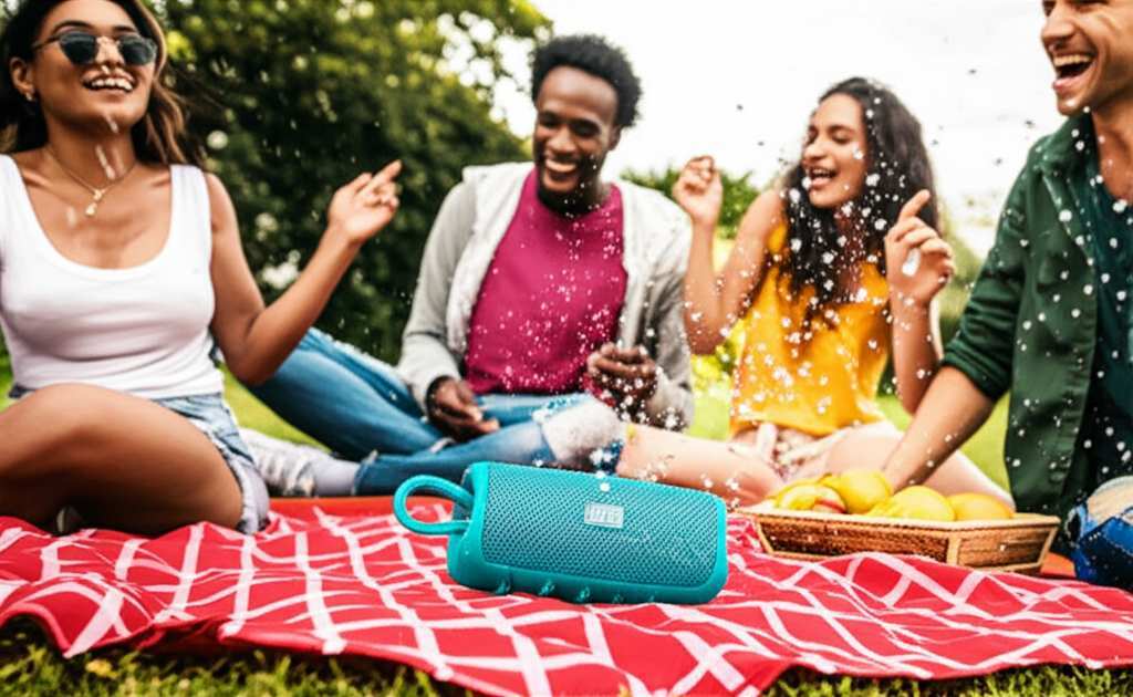 Generate a high-quality, relevant image prompt for an article about: Are Waterproof Speakers Good Fo