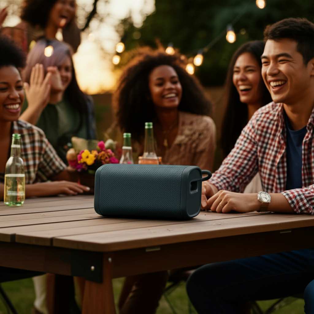 Generate a high-quality, relevant image prompt for an article about: Which Portable Bluetooth Speake