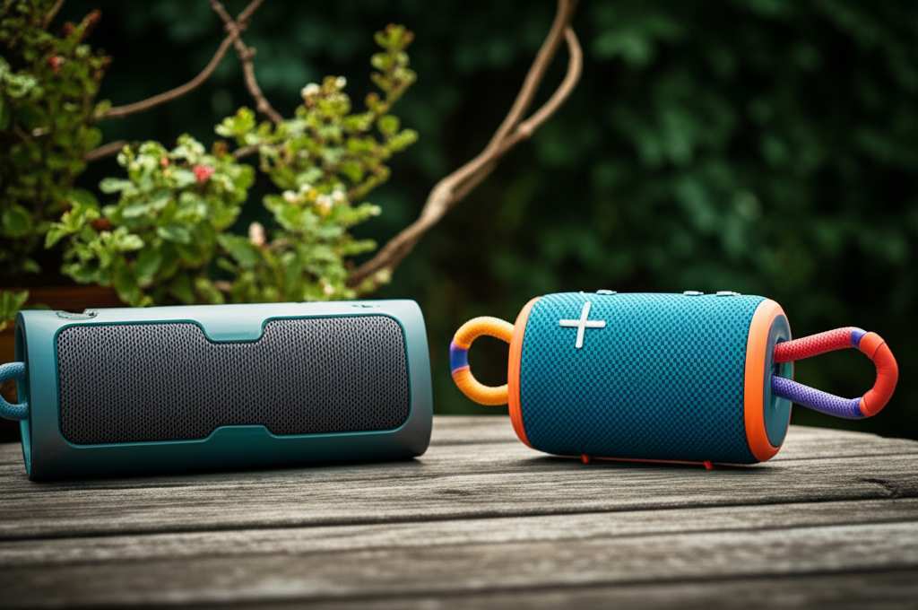 Generate a high-quality, relevant image prompt for an article about: Are Garden Bluetooth Speakers B