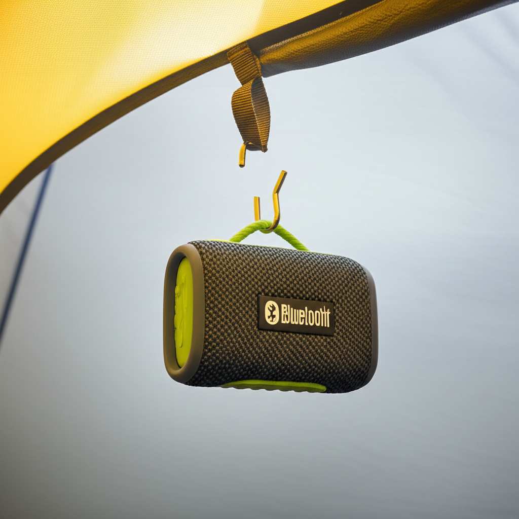 Generate a high-quality, relevant image prompt for an article about: How to Hang Bluetooth Speaker F