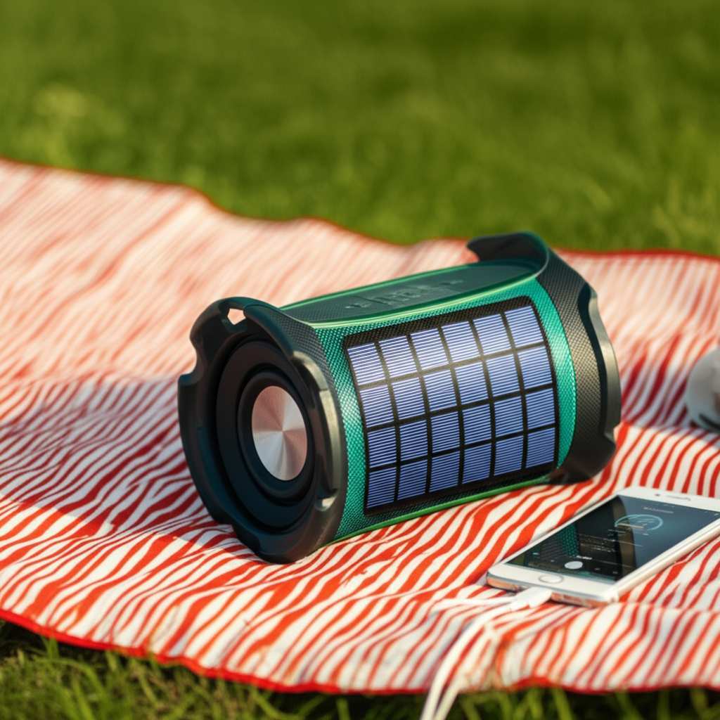 Generate a high-quality, relevant image prompt for an article about: Is Solar Charging Bluetooth Spe