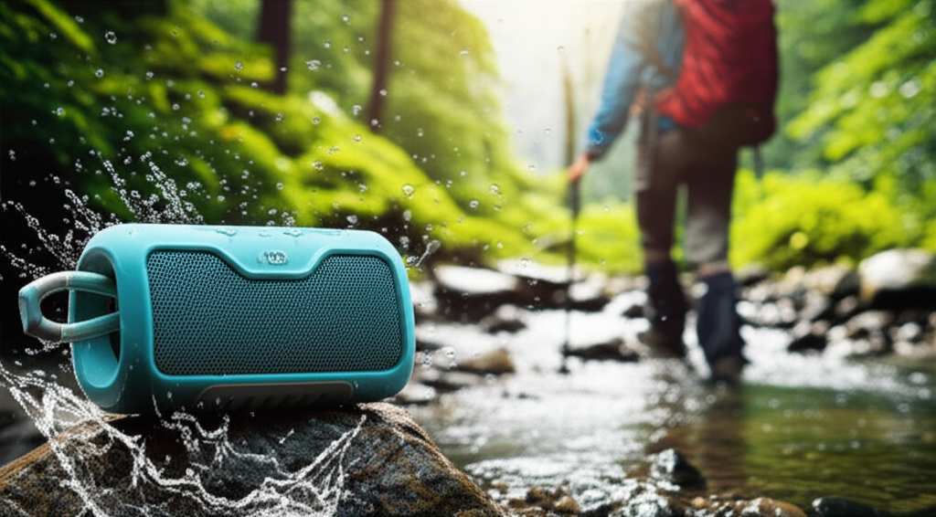 Generate a high-quality, relevant image prompt for an article about: Are Waterproof Bluetooth Speake
