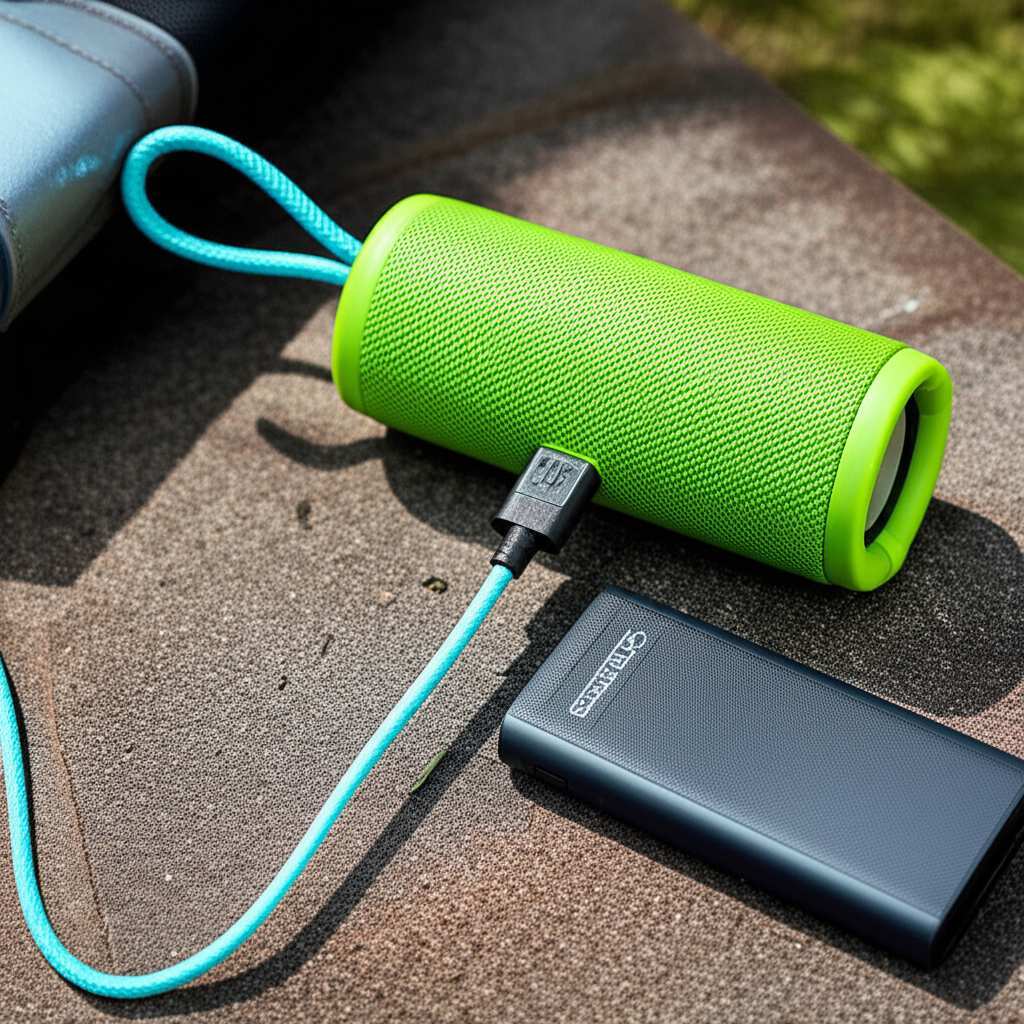 Generate a high-quality, relevant image prompt for an article about: Can I Charge Bluetooth Speaker