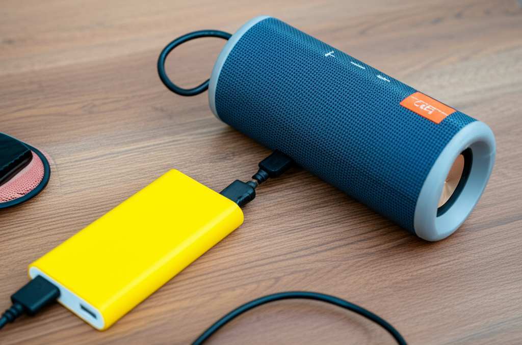 Generate a high-quality, relevant image prompt for an article about: Can I Charge Bluetooth Speaker