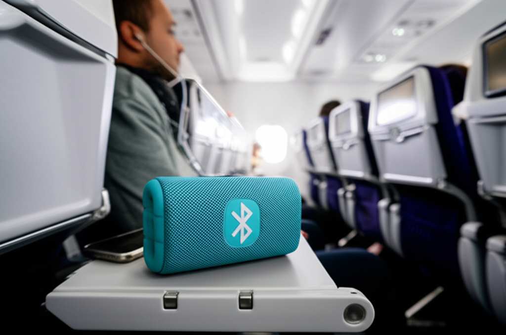 Generate a high-quality, relevant image prompt for an article about: Can You Bring A Bluetooth Speak