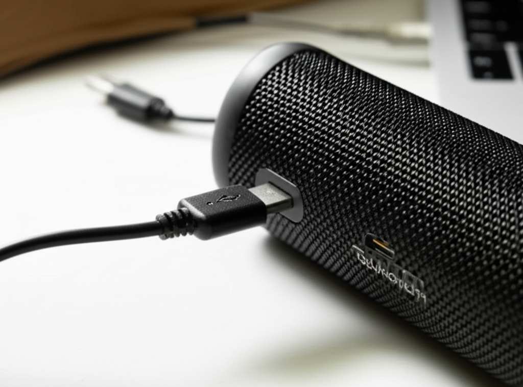 Generate a high-quality, relevant image prompt for an article about: How To Charge A Bluetooth Speak