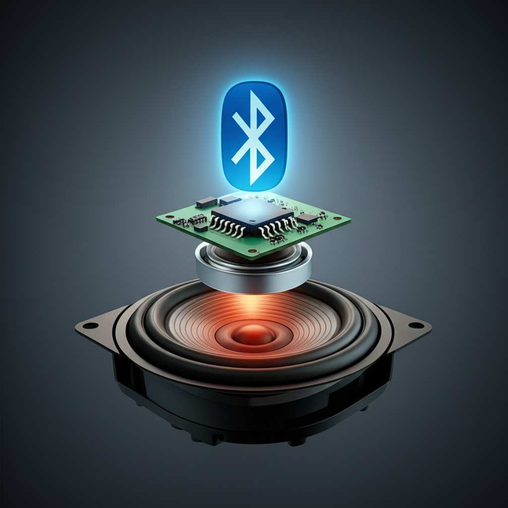 Generate a high-quality, relevant image prompt for an article about: How Does A Bluetooth Speaker Wo