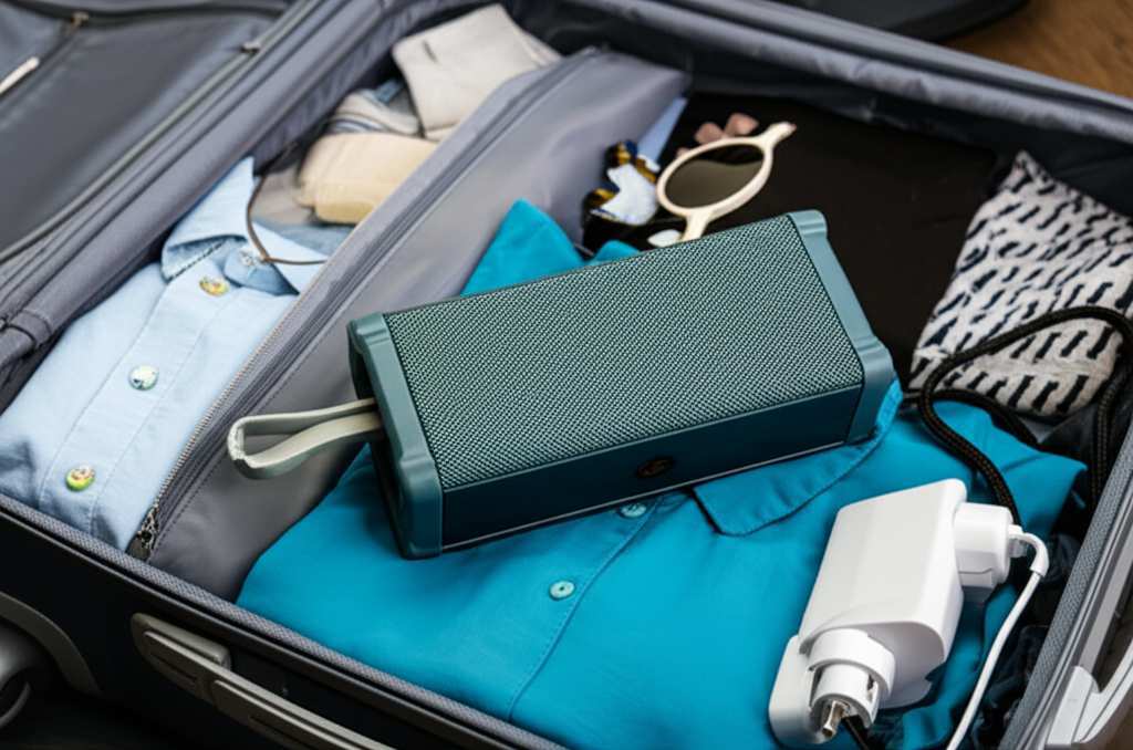 Generate a high-quality, relevant image prompt for an article about: Can Bluetooth Speaker Go In Che