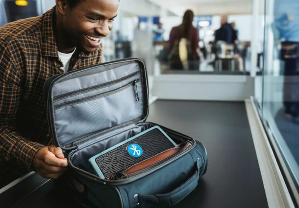 Generate a high-quality, relevant image prompt for an article about: Can I Take a Bluetooth Speaker