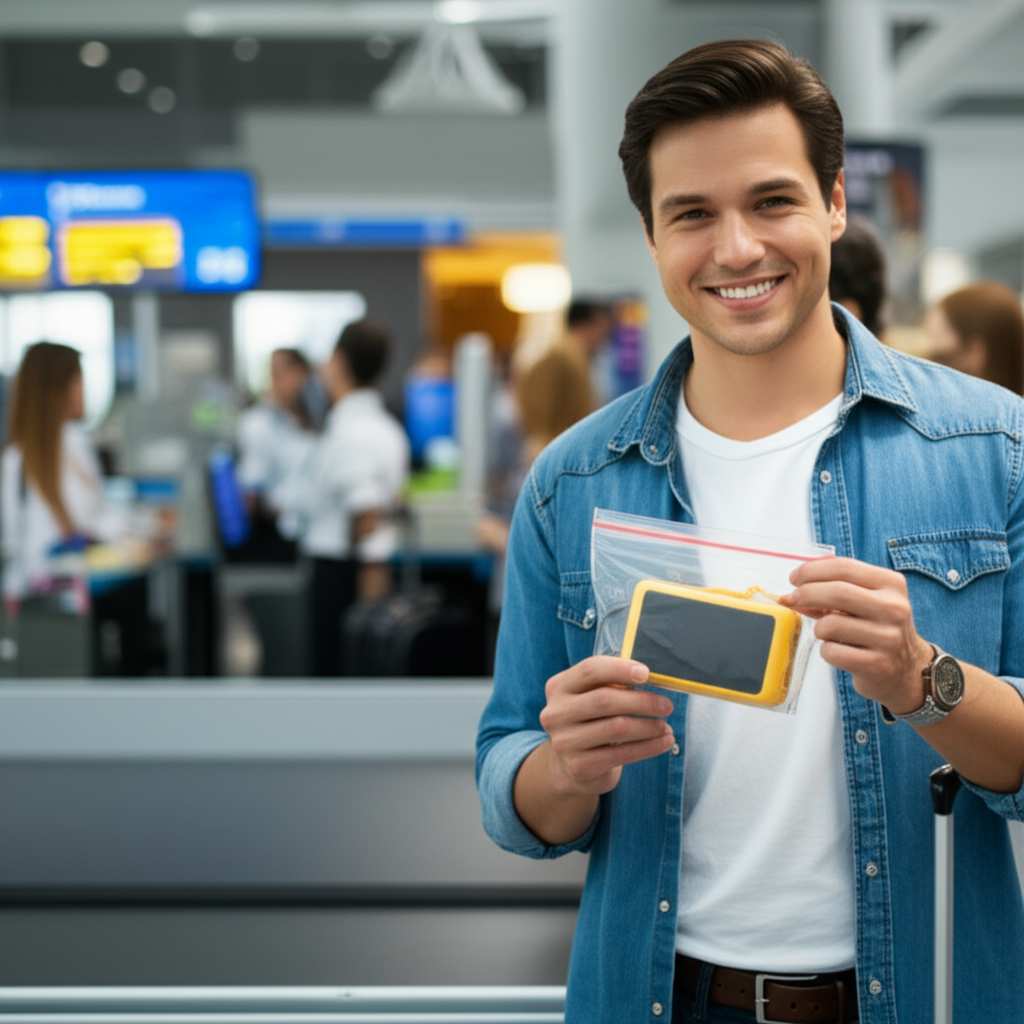 Generate a high-quality, relevant image prompt for an article about: Can I Bring Bluetooth Speaker O