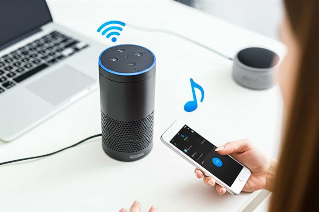 Generate a high-quality, relevant image prompt for an article about: Can I Use My Alexa As A Bluetoo