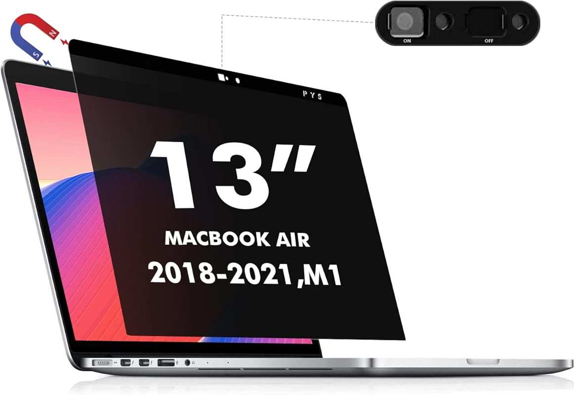 PYS MacBook Air 13 Inch Privacy Screen (2018-2021): Anti-Glare, Webcam