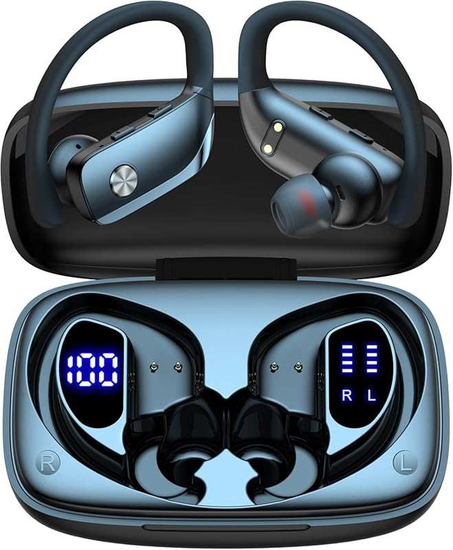 bmani Wireless Earbuds: 80H Playtime, Over-Ear Hook, Stereo Sound, Spo