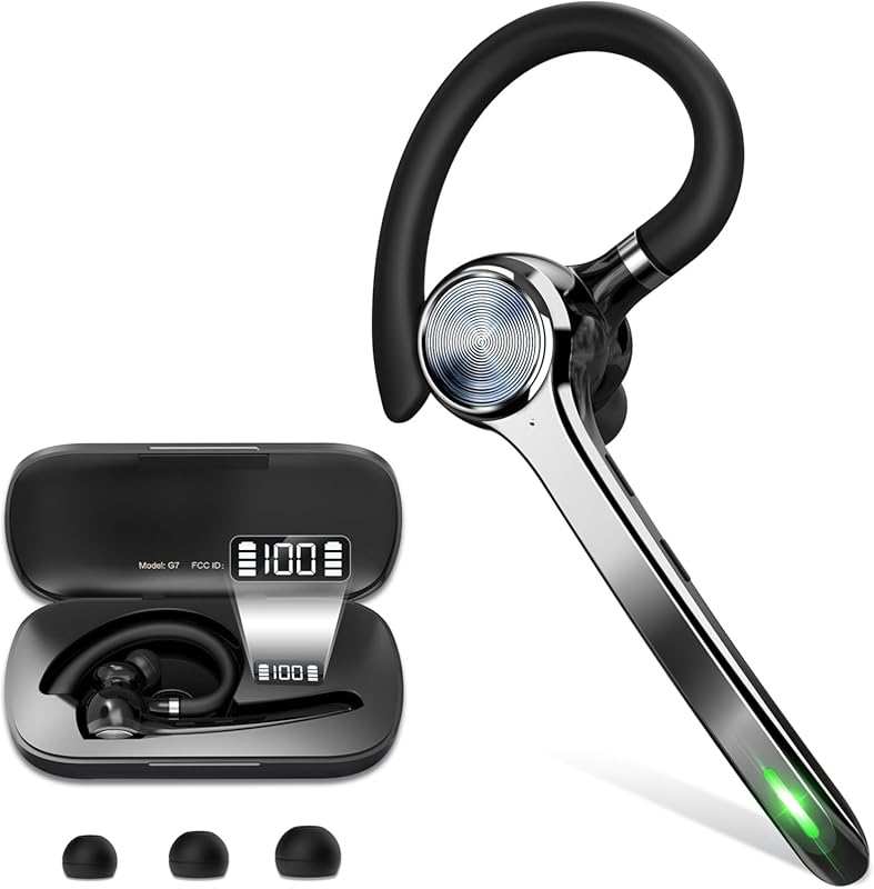 HEIBAS V5.1 Bluetooth Headset with 500mAh Case, 72H Talktime Noise Can