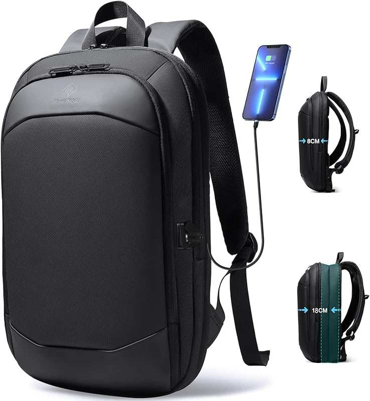 Slim Expandable Waterproof Business Backpack for Men with USB Port, Fi