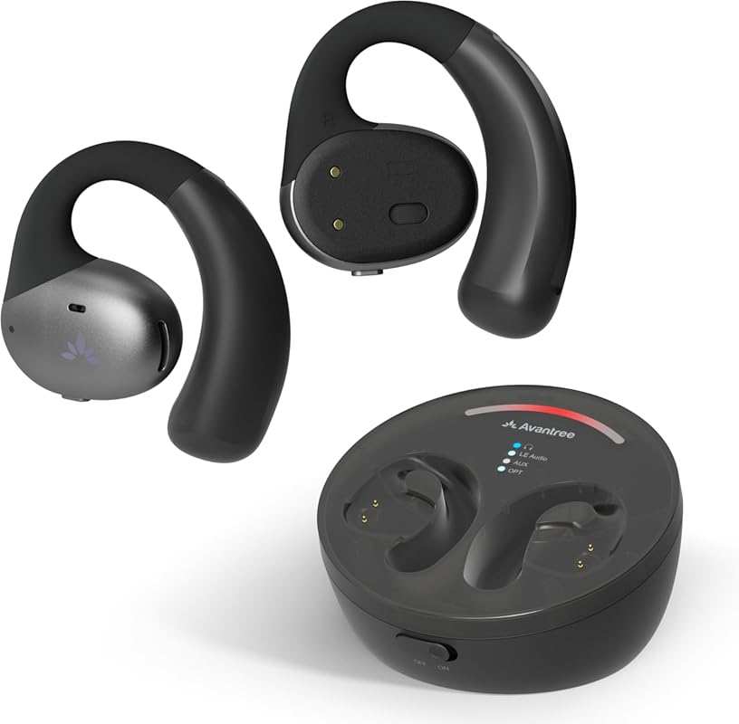 Avantree Medley Pebble Wireless Earbuds for TV Listening: Open Ear Blu
