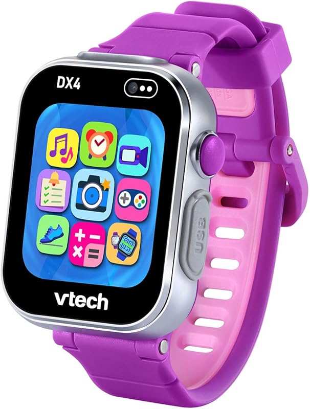 VTech KidiZoom Smartwatch DX4 Purple: Fun Kids Smartwatch with Camera,