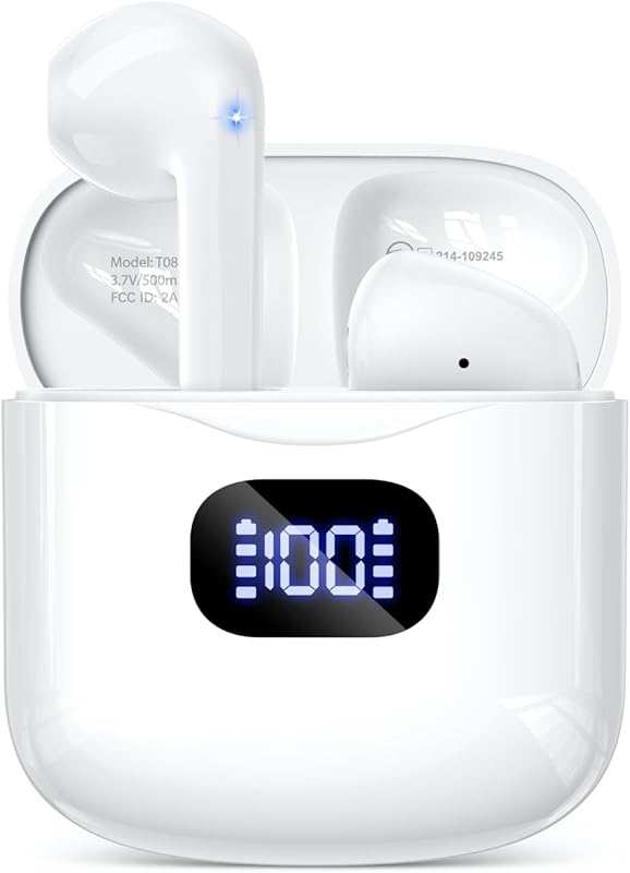 Wireless Bluetooth 5.3 Earbuds: 40Hrs Playback, LED Display, IPX7 Wate