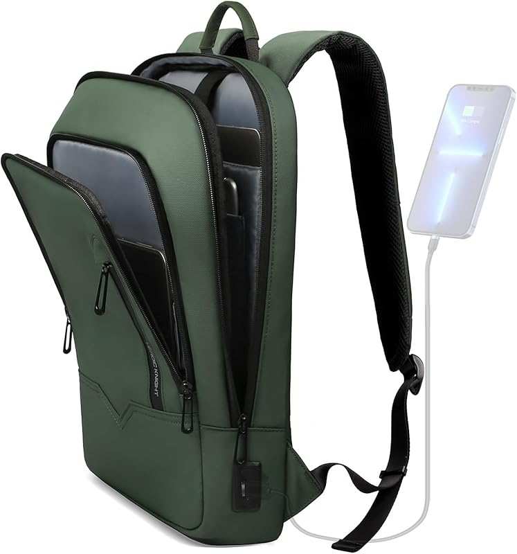 hk Backpack for Men: Slim, Lightweight, Anti-theft Travel Bag with USB
