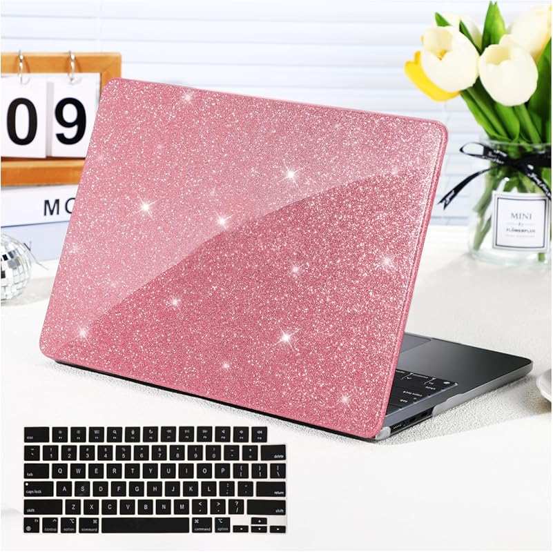 Funut Glitter Case for MacBook Air 13 Inch: Shiny Sparkle Bling PU Lea