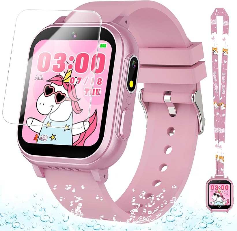 Waterproof Kids Smart Watch for Girls 5-12 with 32 Games, Dual Cameras