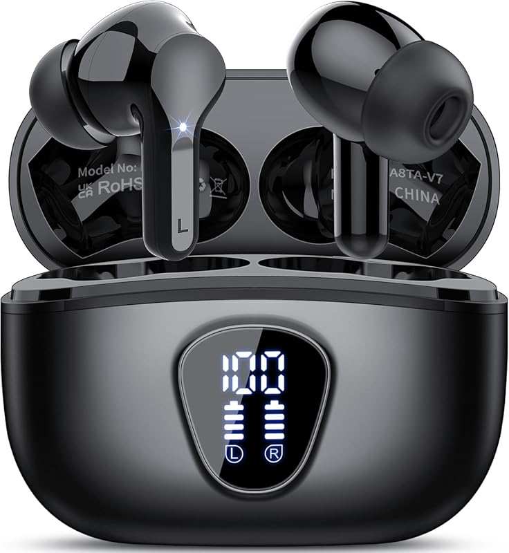 48H Bluetooth 5.4 Wireless Earbuds: IPX7 Waterproof HiFi Stereo ENC No