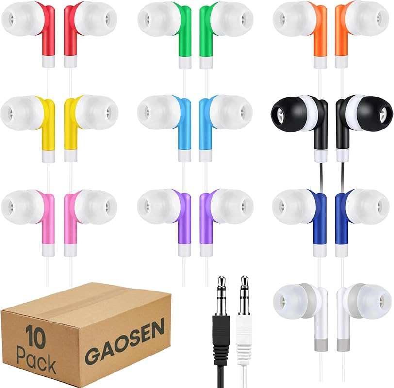 10 Pack Bulk Wired Earbuds for Classroom Students and Kids, Multi-Colo
