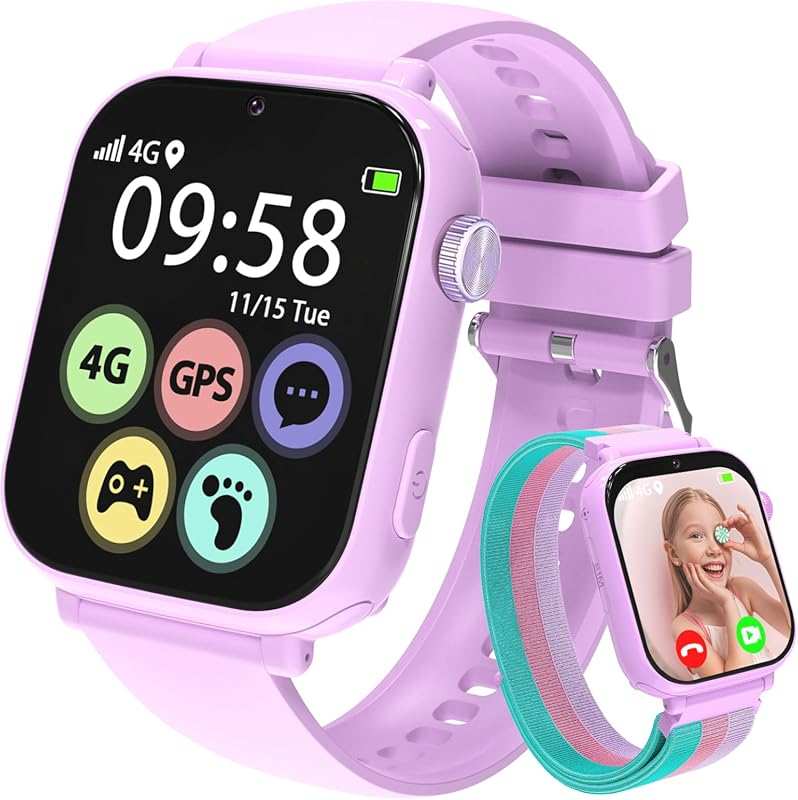 AXYWINBO 4G GPS Kids Smart Watch for Boys Girls, Video Call, Games, Ca