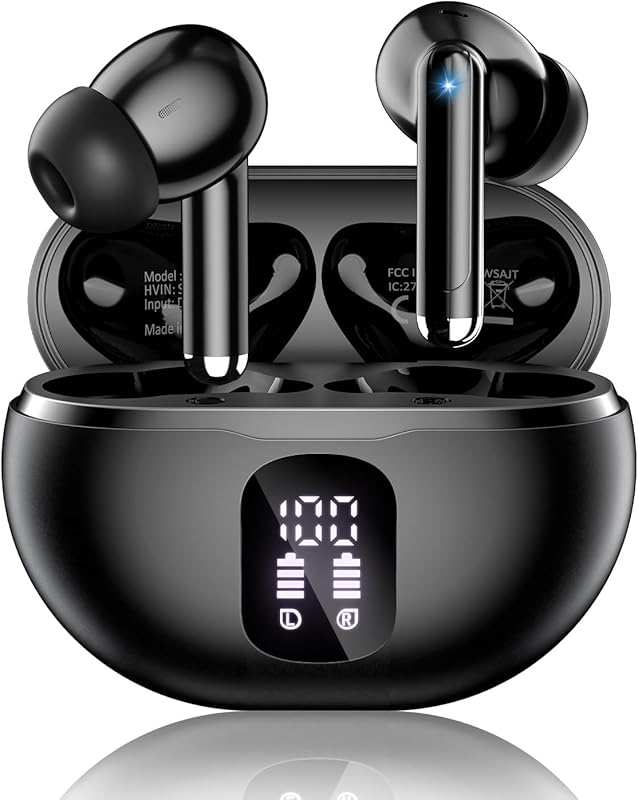 Bluetooth 5.4 Wireless Earbuds: 50H Playback, Deep Bass Stereo, Clear 