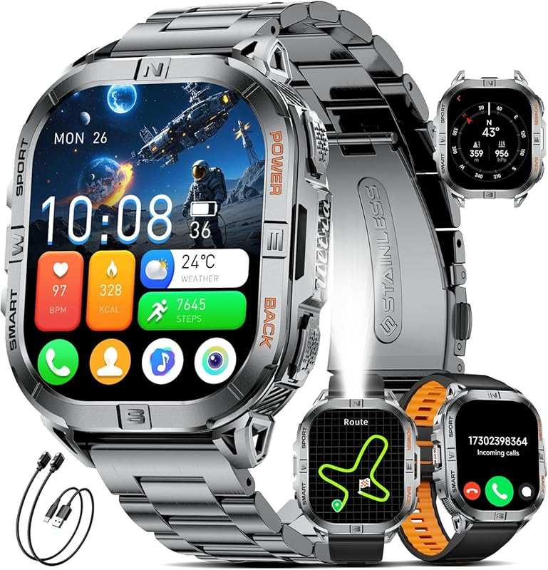 GPS Military Smart Watch for Men: 2.13'', 60-Day Battery, 6 Satellite 