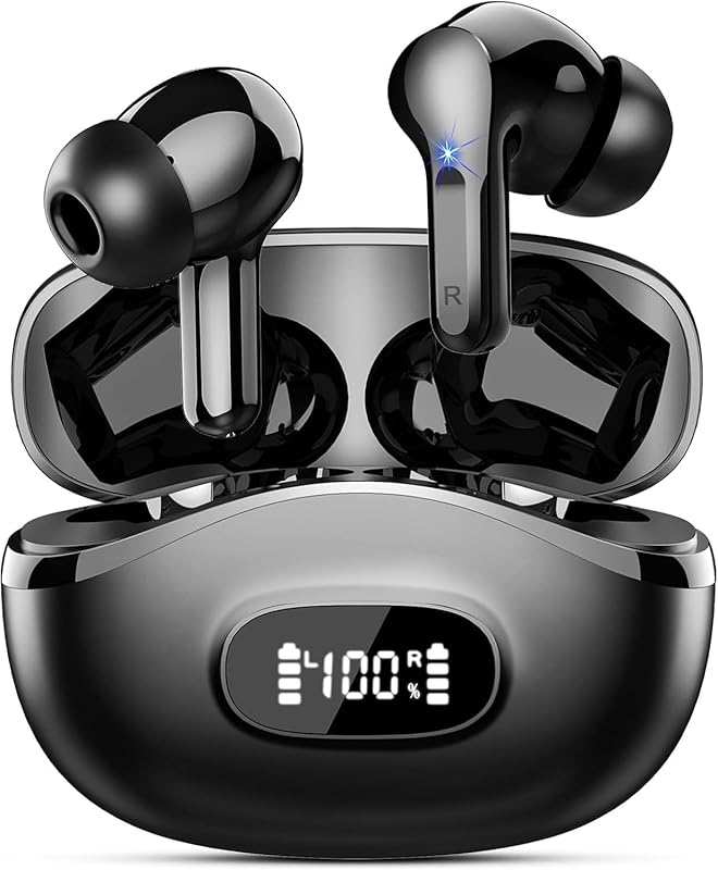 Bluetooth 5.4 Earbuds: 4 ENC Mics, 48H Playtime, Dual LED Display, IP7