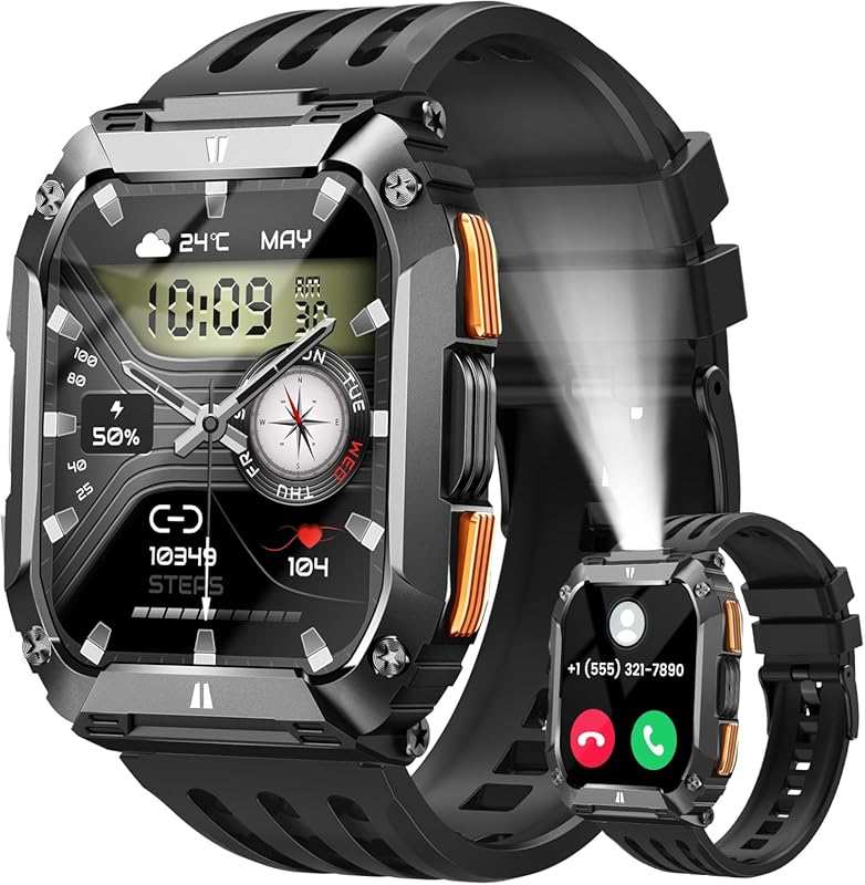 Men's Smart Watch: 1.95'' Fitness Watch, Military Grade, 100-Day Batte