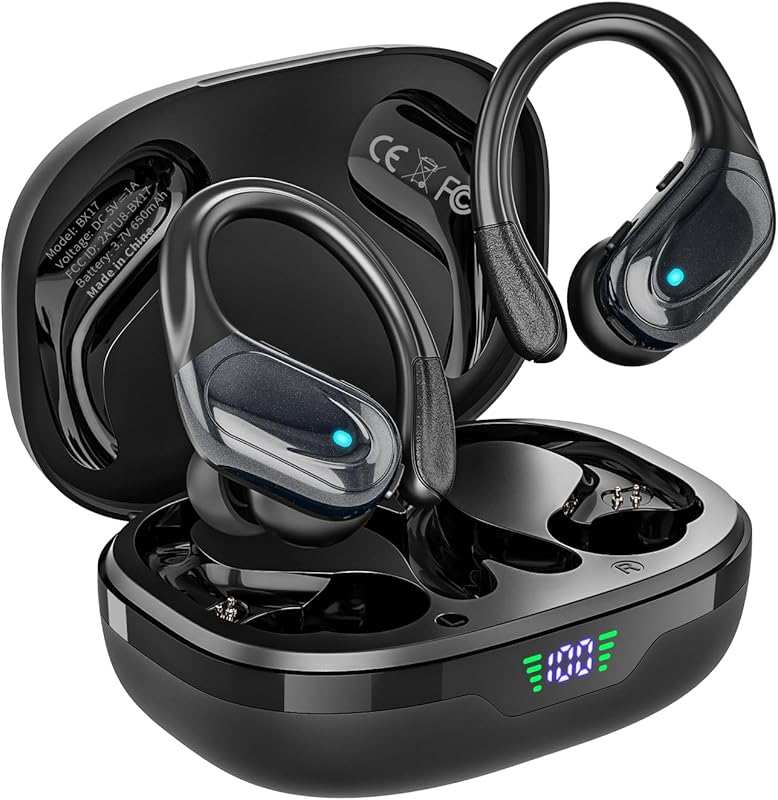 Sports Bluetooth Wireless Earbuds, 80Hrs Playtime, LED Display, IPX7 W