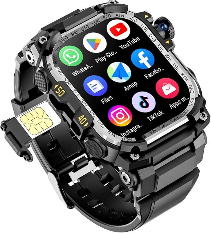 4G Android Smartwatch for Men: GPS, WiFi, Large AMOLED Screen, HD Camera, Health Tracker
